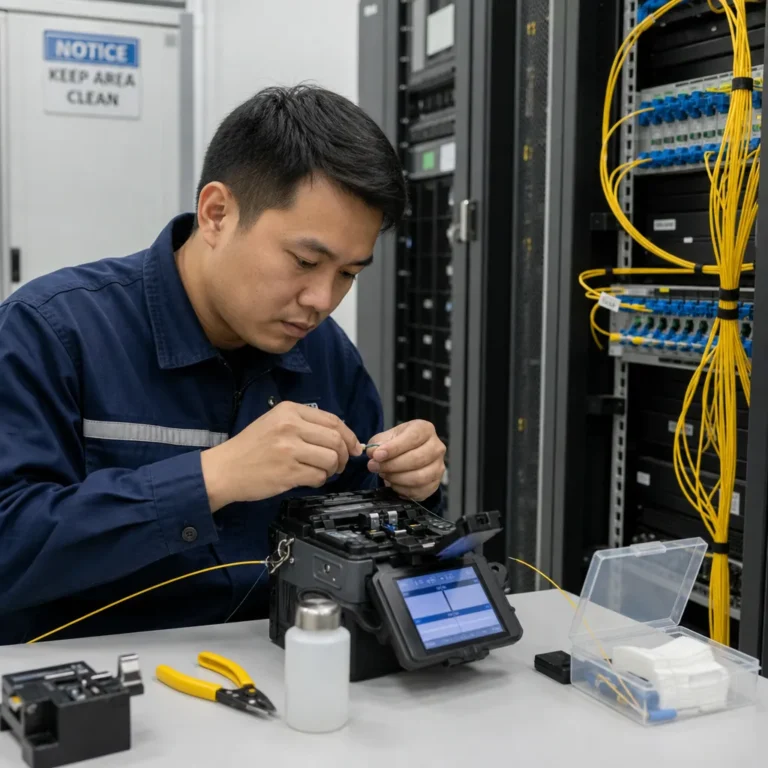 How do fiber optic cables work to transmit data through light signals