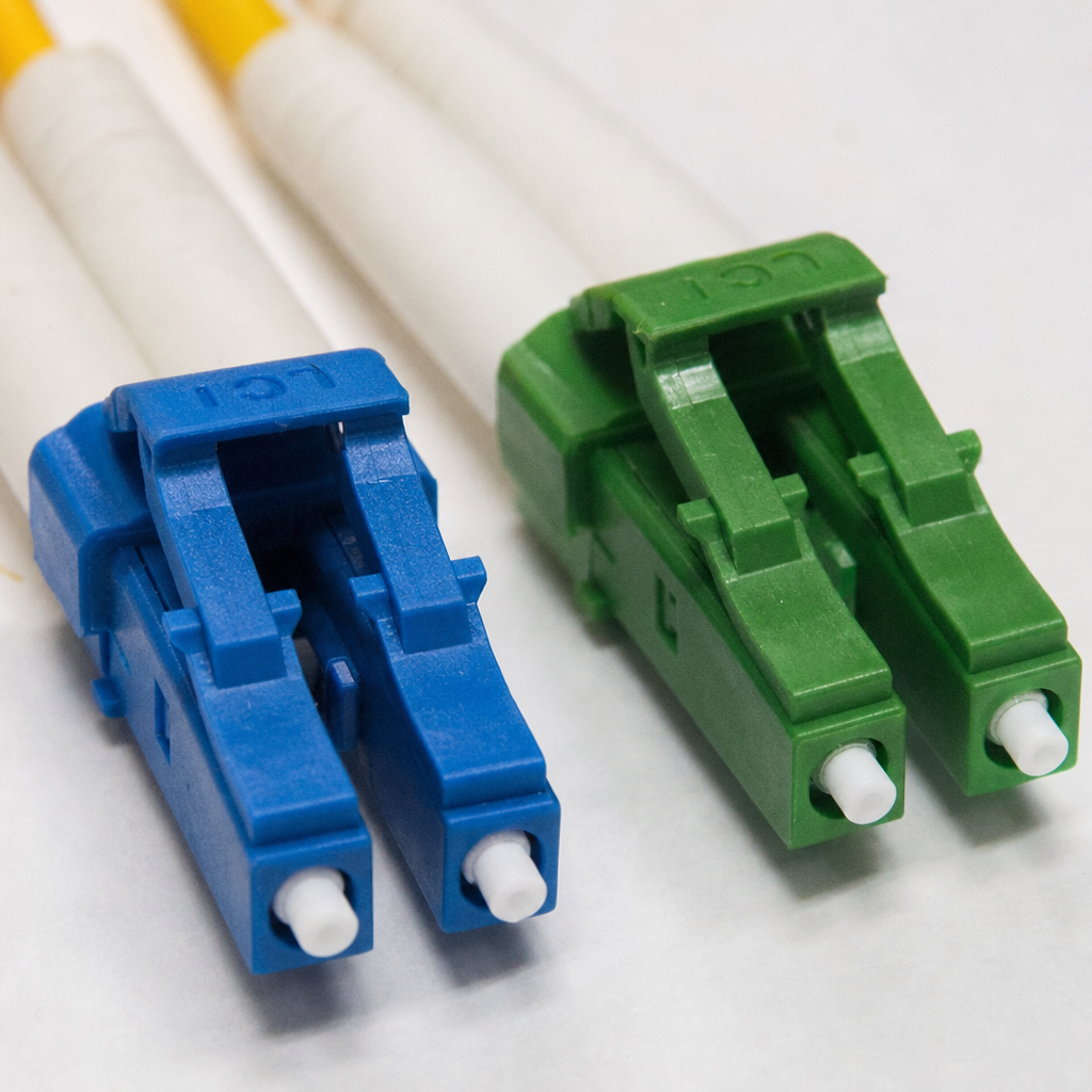 Blue LC UPC connector vs green LC APC connector