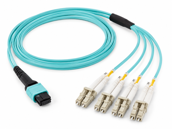 EITS 2M MPO to 4x LC Duplex Fiber Optic Breakout Cable | Multimode | Data Center