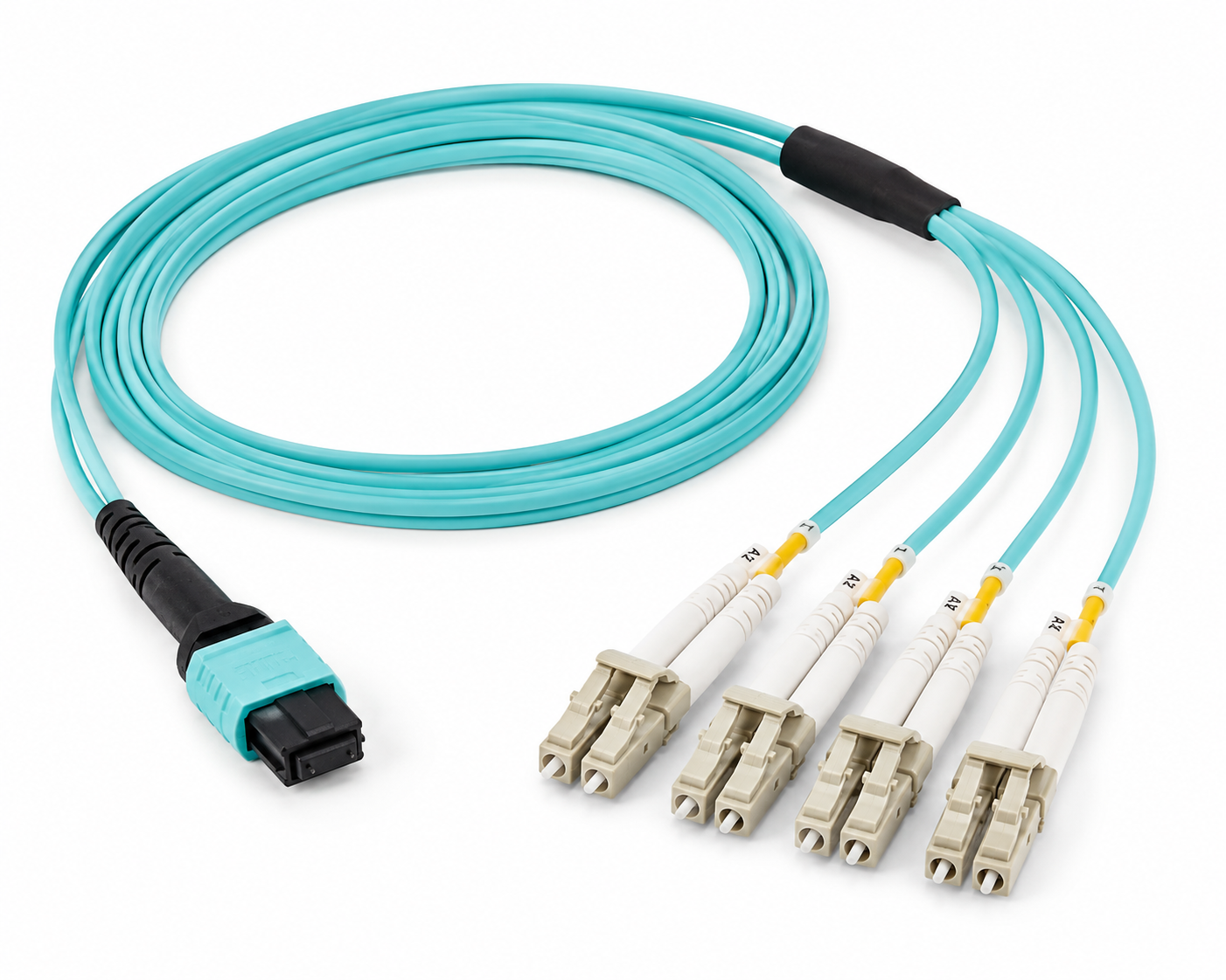 EITS 2M MPO to 4x LC Duplex Fiber Optic Breakout Cable | Multimode | Data Center