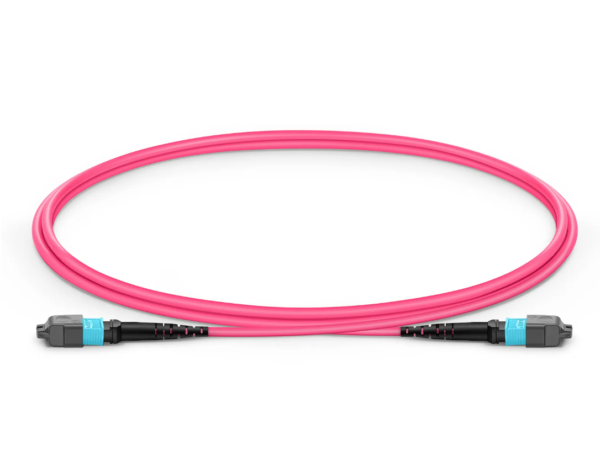 EITS 2M MPO-12 Multimode Fiber Optic Patch Cable, OM3/OM4/OM5, 12-Fiber, Type A/B/C Polarity, MPO Male/Female, Magenta