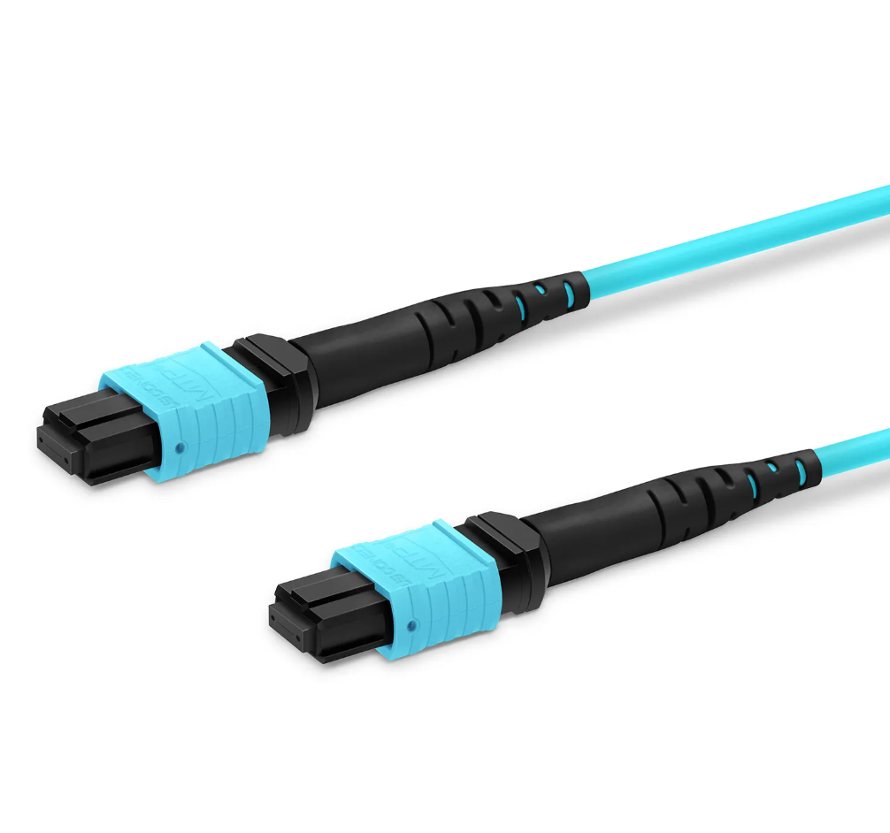 EITS 2M MPO-12 Multimode Fiber Optic Patch Cable, OM3/OM4/OM5, 12-Fiber, Type A/B/C Polarity, MPO Male/Female, Aqua - Image 7