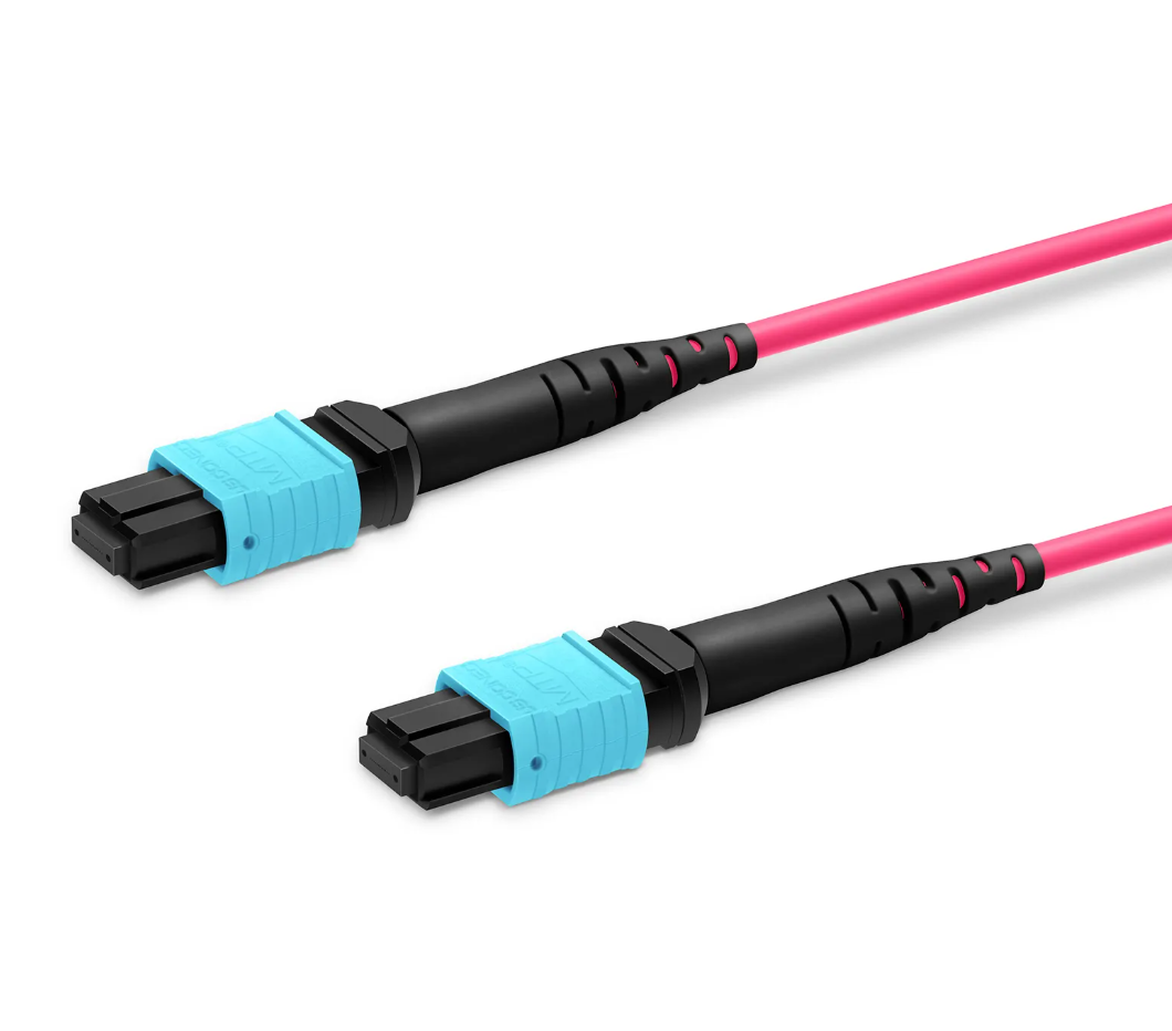 EITS 2M MPO-12 Multimode Fiber Optic Patch Cable, OM3/OM4/OM5, 12-Fiber, Type A/B/C Polarity, MPO Male/Female, Magenta - Image 6