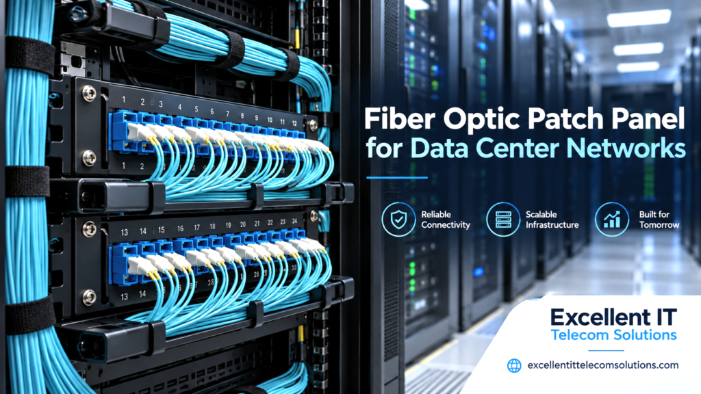 fiber optic patch panel in data center rack