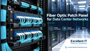 fiber optic patch panel in data center rack