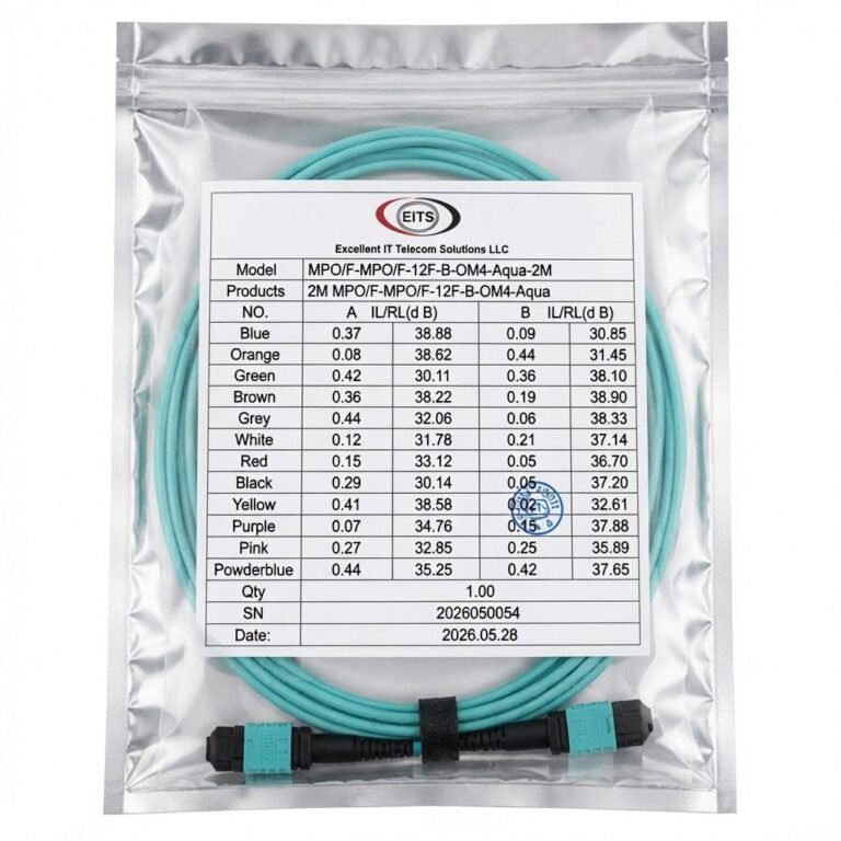 EITS MPO Female to MPO Female OM4 patch cable 12-fiber aqua multimode